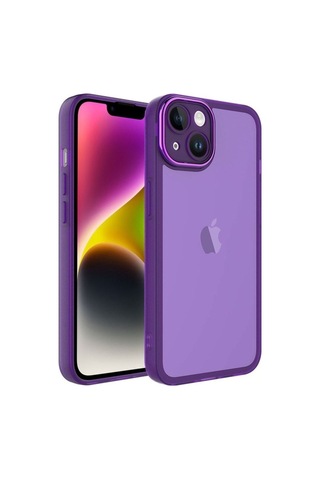Apple Uyumlu iPhone 14 Plus Kılıf Kamera Korumalı Transparan Zore Post Kapak Derin Mor
