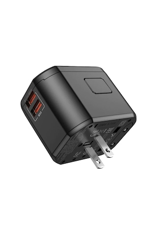 Hoco Ac15 20w Pd Qc 3.0 3 Port Evrensel Seyahat Şarj Cihazı 2 Usb-a + Usb-c Universal Priz - Mh-hs8757-6748