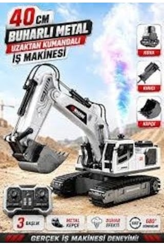 Uzaktan Kumandalı Buharlı Ekskavatör 40 Cm - 3 Başlıklı Metal Kepçeli Şarjlı