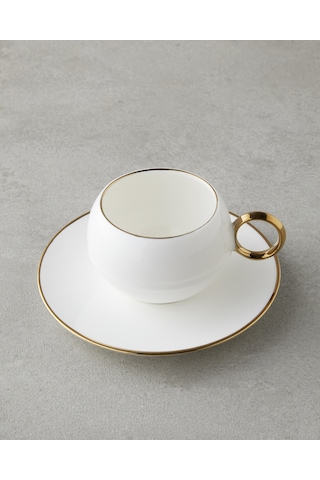 English Home Moonlit Porselen 12 Parça 6 Kişilik Kahve Fincan Takımı 90 Ml Beyaz-gold Beyaz-gold