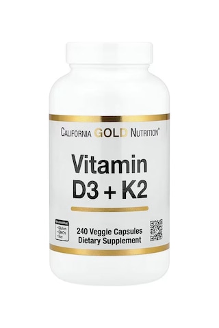 California Gold Nutrition, Vitamin D3 + K2, 240 Veggie Capsules