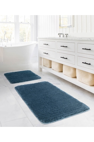 Koza Home Koza Home Segura Peluş Turkuaz Kaydırmaz Taban Banyo Paspası Turkuaz