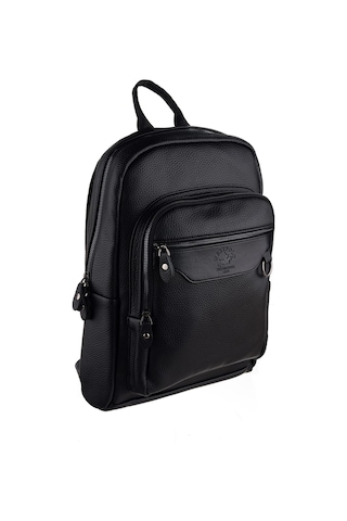 Westpolo Vegan Deri Şık Ve Fonksiyonel Unisex Sırt Çantası - 6012 Siyah