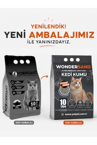 Wondersand Aktif Karbon Süper Premium Bentonit Kedi Kumu 2 x 10 L