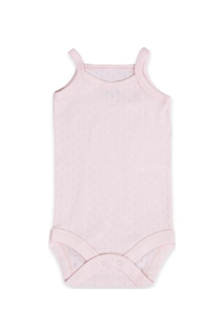 Novibaby 3'lü 6-9 Ay Jakarlı İp Askılı Pembe Bebek Atlet Body Zıbın Çıtçıtlı 100% Pamuk Pembe