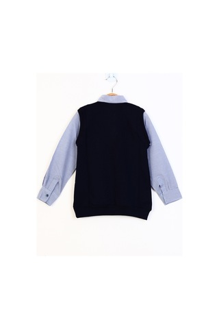 Toontoy Kids Toontoy Erkek Çocuk Gömlek Yaka Okul Düğmeli Sweatshirt Lacivert