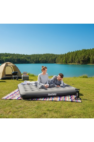 Bestway Ultra Queen 2 Kişilik Şişme Yatak + El Pompası Hediyeli 191x137x22cm 671gz Bw143 Gri