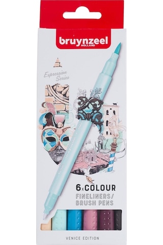Bruynzeel Venice Edition Fineliner Çift Taraflı Brushpen 6 Renk N