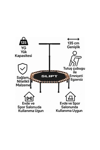 Slipt 135 Cm 54 İnç Pro Yeni Nesil Trambolin, Altıgen Step Trambolin, Yeşil