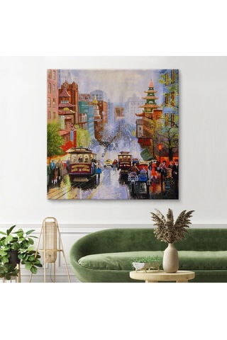 Es10 Aşağı California Sokak Gelen Nob Hill Thomas Duvar Tablosu-5825 (70 x 70)