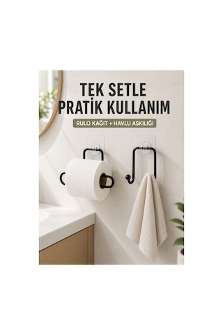 Banyo Ve Mutfak İçin Yapışkanlı Havlu Askılığı Ve Rulo Kağıt Tutucu Set Çok Renkli Çok Renkli