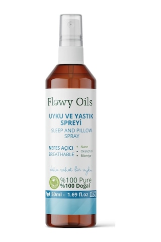 Flowy Oils Uyku ve Yastık Spreyi Okaliptus, Nane, Biberiye 50 ML