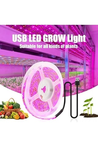 Ulzyvf Led Bitki Işık Şeridi, Usb 5v, Fidelerin Büyümesine Yardımcı, Tam Spektrum, Nem Geçirmez, 5m Diğer