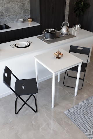Balkon Bahçe Mutfak 3' Lü Bistro Set Masa Sandalye Takımı Beyaz