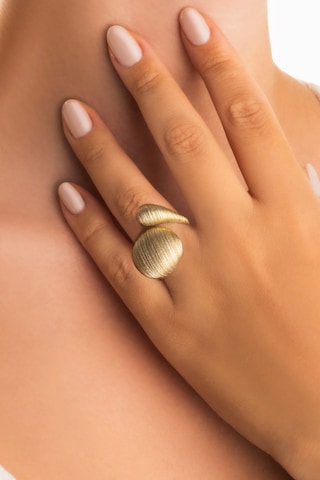 Mirena Damla 18 Ayar Sarı Altın Kaplama Gümüş Yüzük Sarı