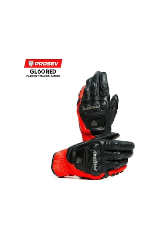 Prosev Gl60 Carbon Titantum Deri Eldiven Kırmızı