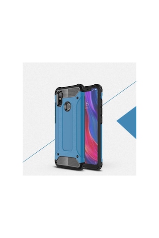 Noktaks - Xiaomi Uyumlu Xiaomi Mi 8 Se - Kılıf Çift Katman Zırh Tank Crash Military Kapak - Mavi T5349 Mavi