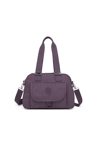 Smart Bags Orta Boy Çok Cepli Su Geçirmez Hafif Krınkıl Kumaş Kadın Omuz Çantası Mürdüm