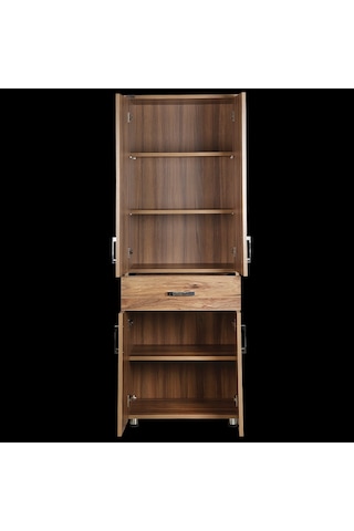 Çok Amaç 12688 Dolap 180 Model Hard Parlak Ceviz Suntalem 4raf 1çekmec El Yapım