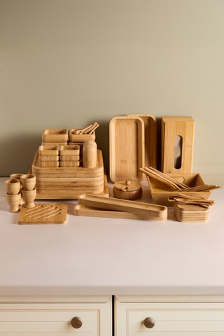 Rumeli Bambu 67 Parça 6 Kişilik Kahvaltı Takımı Kahverengı Kahverengi