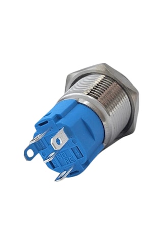 E20 16mm Metal Buton Kalıcılı 12-24v Yeşil Led 1no/1nc