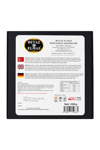 Beyaz Elmas Premium Lokum Fitil 350 Gr - Karışık Kuruyemişli Türk Lokumu - Fıstıklı Fındıklı Hediyelik Lokum