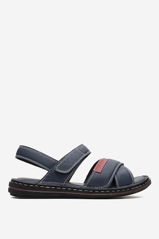 Dericlub Erkek Çapraz Bantlı Sandalet Gerçek Deri Dc 1216 Lacivert