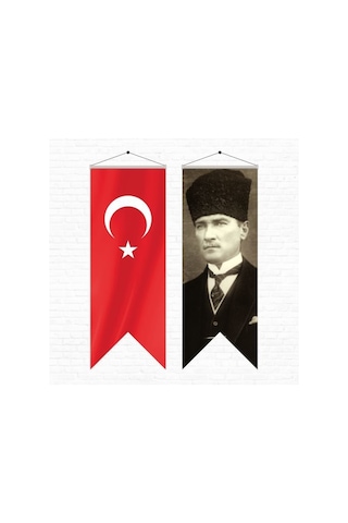 Atatürk Posteri Ve Türk Bayrağı Kırlangıç 50x150 Cm-5 Tek Ebat