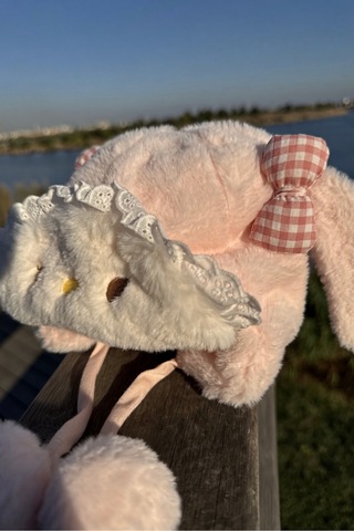 Mollycrush Kız Bebek Pembe Kışlık Peluş Tavşan Şapka Kulaklı Ponponlu Hediyelik Model Pembe