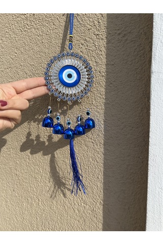 Nazar Boncuklu Mavi Zilli Rüzgar Çanı/ Nazarlıklı Rüzgar Çanı/duvar Dekoru Nazarlık Model2 1 Adet