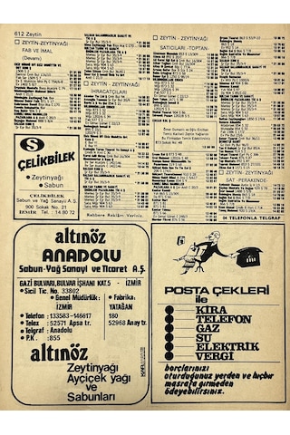 İzmir 1982-1983 Meslek Reklam İlanı Efemera S611