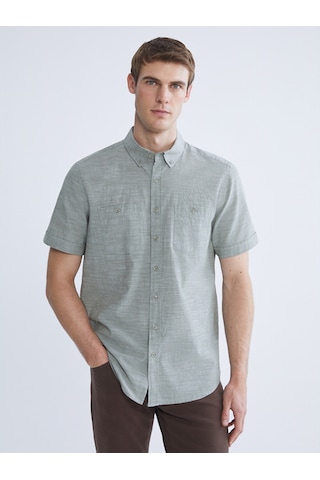 Lcwaıkıkı Classic Haki Regular Fit Kısa Kollu Erkek Gömlek