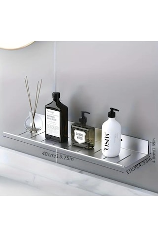 Gkd 304 Kalite Paslanmaz Çelik 40 Cm Ve 30cm 2 Adet Banyo Rafı Düzenleyici - Vidalı Sistem - Inox Gri