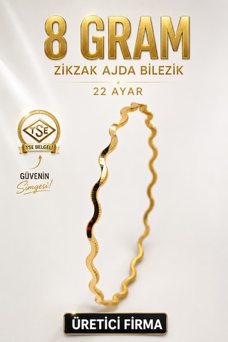 22 Ayar Tse Belgeli 8 Gram Zikzak Ajda Altın İşçiliksiz Bilezik Gold Nişan Düğün 22 Ayar Tse Belgeli 8 Gram Zikzak Ajda Altın İşçiliksiz Bilezik Gold Nişan Düğün