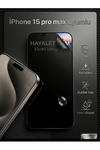 Iphone 15 Pro Max Uyumlu Ekran Koruyucu Hayalet Cam