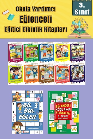 3.sınıflar İçin Okumayı Sevdiren 10 Lu Hikaye Seti -bil Bul Eğlen-kodlama 5 Okulda Evde Tatilde