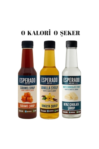 Şekersiz Vanilya - Karamel -beyaz Çikolata Aromalı Kahve Şurubu 3 Ad.x 250 Ml Diğer