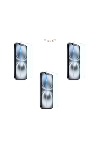 Apple Uyumlu iPhone 16e İle Ekran Koruyucu Şeffaf Temperli Kırılmaz Cam Ekran Koruyucu 3 Adet