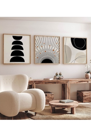 Ahşap Çerçeveli Mdf Kare Tablo Seti Salon Ve Oturma Odası Için Kr4014 32 X 32