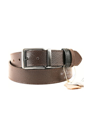 Parscraft Hakiki Deri Çift Taraflı Erkek Kemer 4 Cm Kahverengi - Siyah