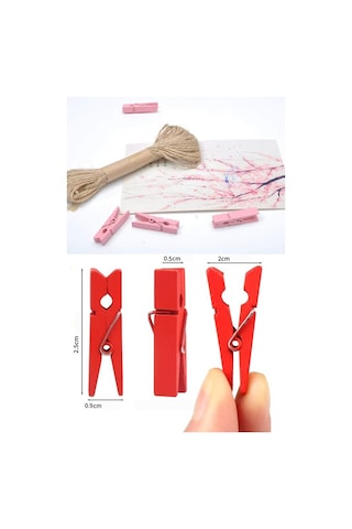 Renkli Mini Mandal Ahşap 100 Adet Renkli Minik Mandal Dekoratif Süsleme Fotoğraf Asma Mandalı Dekarasyon
