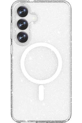 Galaxy S25 Plus Kılıf M-safe Şarj Özellikli Parlayan Simli Saydam Renkli Zore Allstar Kapak Pembe