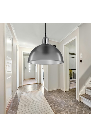 Haus Yarım Küre Buzlu Füme Abs Krom Kuka Süslü Sarkıt Mutfak Salon Avize Kafe Kuaför Aydınlatma Füme