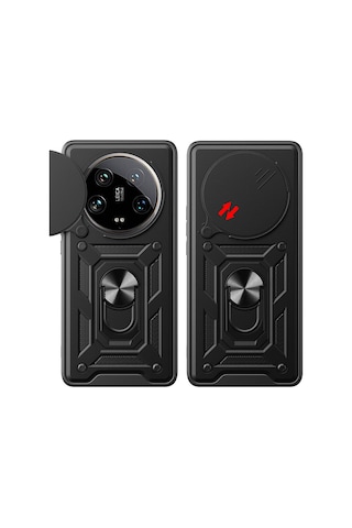 Rba Aksesuar Mi 14 Ultra Kılıf Magnetik Standlı Kamera Korumalı Rba Sürgülü Vega Kapak - Mavi Mavi