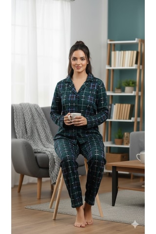 Kadın Pijama Takımı Moon Line Koyu Yeşil