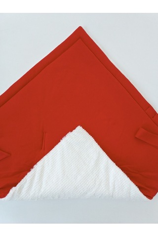 Kışlık Bebek Battaniyesi & Kundağı - Çam Ağacı & Ayıcık Işlemeli Hastane Çıkışı - Yeni Yıla Özel Kırmızı