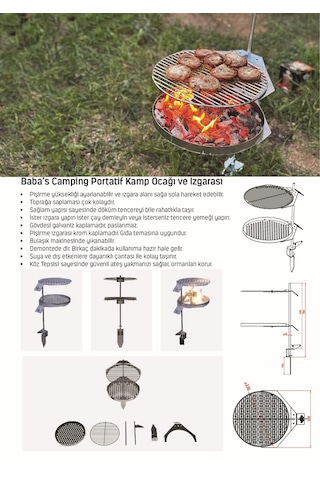 Kamp Izgarası 3300 / Çap: 33 Cm / Portatıf / Baba's Campıng