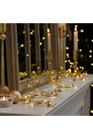 3 Metre Yaldızlı Gold Led Işık Dekoratif Ortam Ve Yılbaşı Aydınlatması 5047 10 Parça Siyah