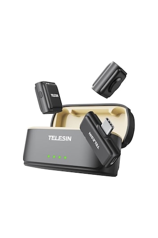 Telesın Kablosuz Lavalier Mikrofon, Mini Mikrofon, Apple iPhone Uyumlu , Android Pc Kamerası İçin, Kablosuz Takılabilir Mikrofon, Video Kayıtları İçin Tek Tıklamayla Gürültü Azaltma, Vlog, Youtube 2tx + 1rx+şarj