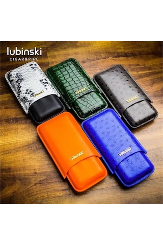 Lubinski Deri 3'lü Puro Kılıfı Siyah Desenli 60 Ring Lb-533
